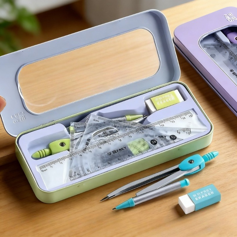 Compass Geometry Set - Math Geometry Set with Iron Box