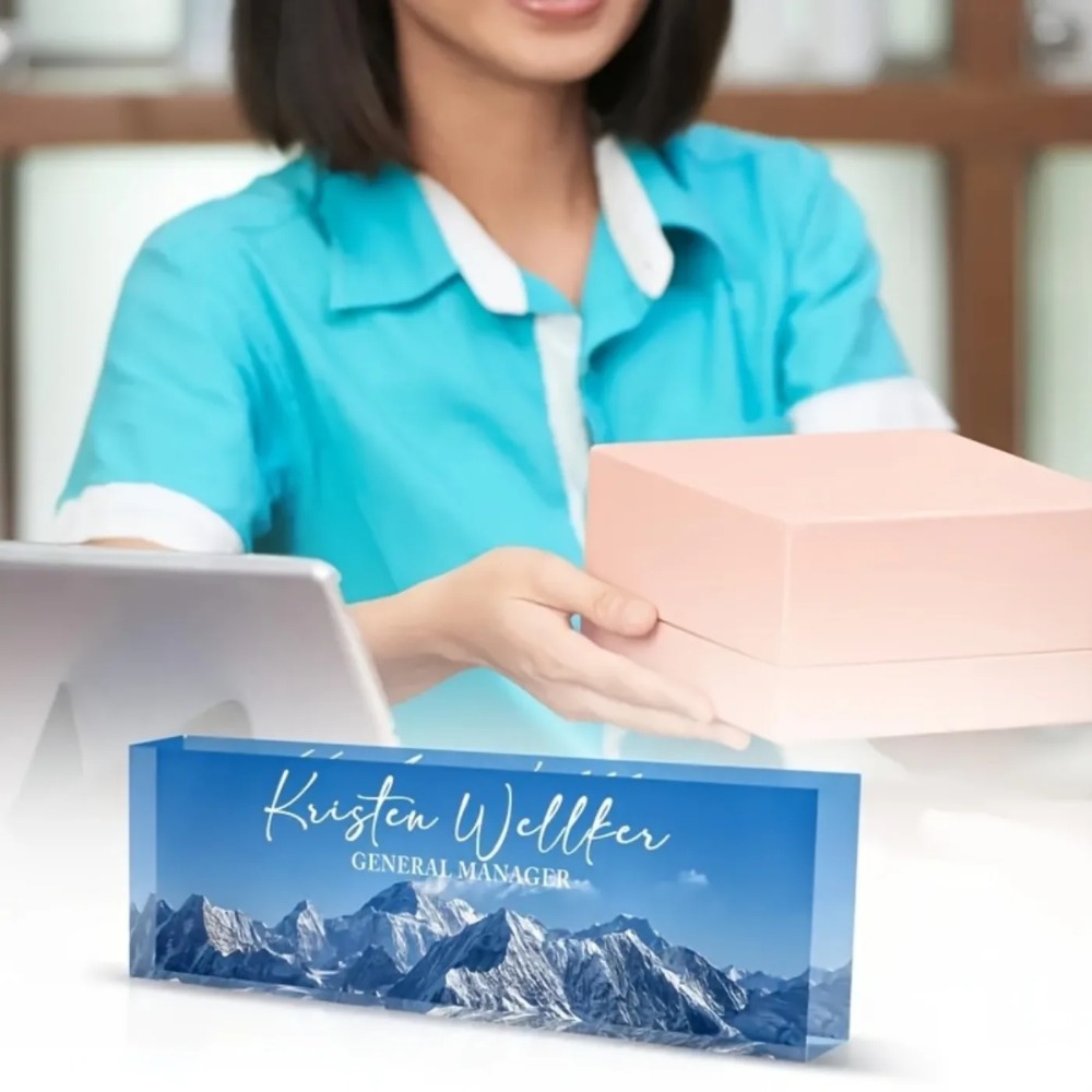 Desk Name Plate - Custom Acrylic Name Plate for Desk,