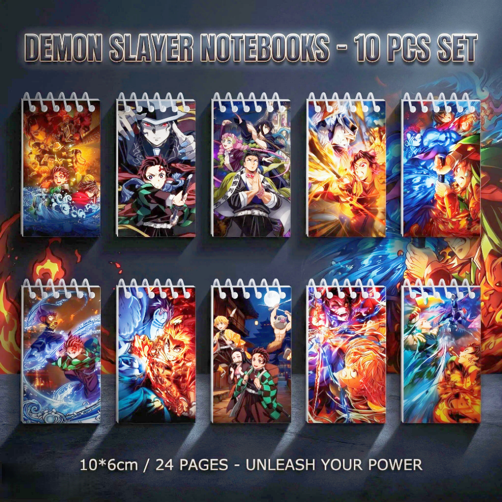 Is Stationery Office Supply - 10PCS Demon Slayer Notepads. Spiral Pocket