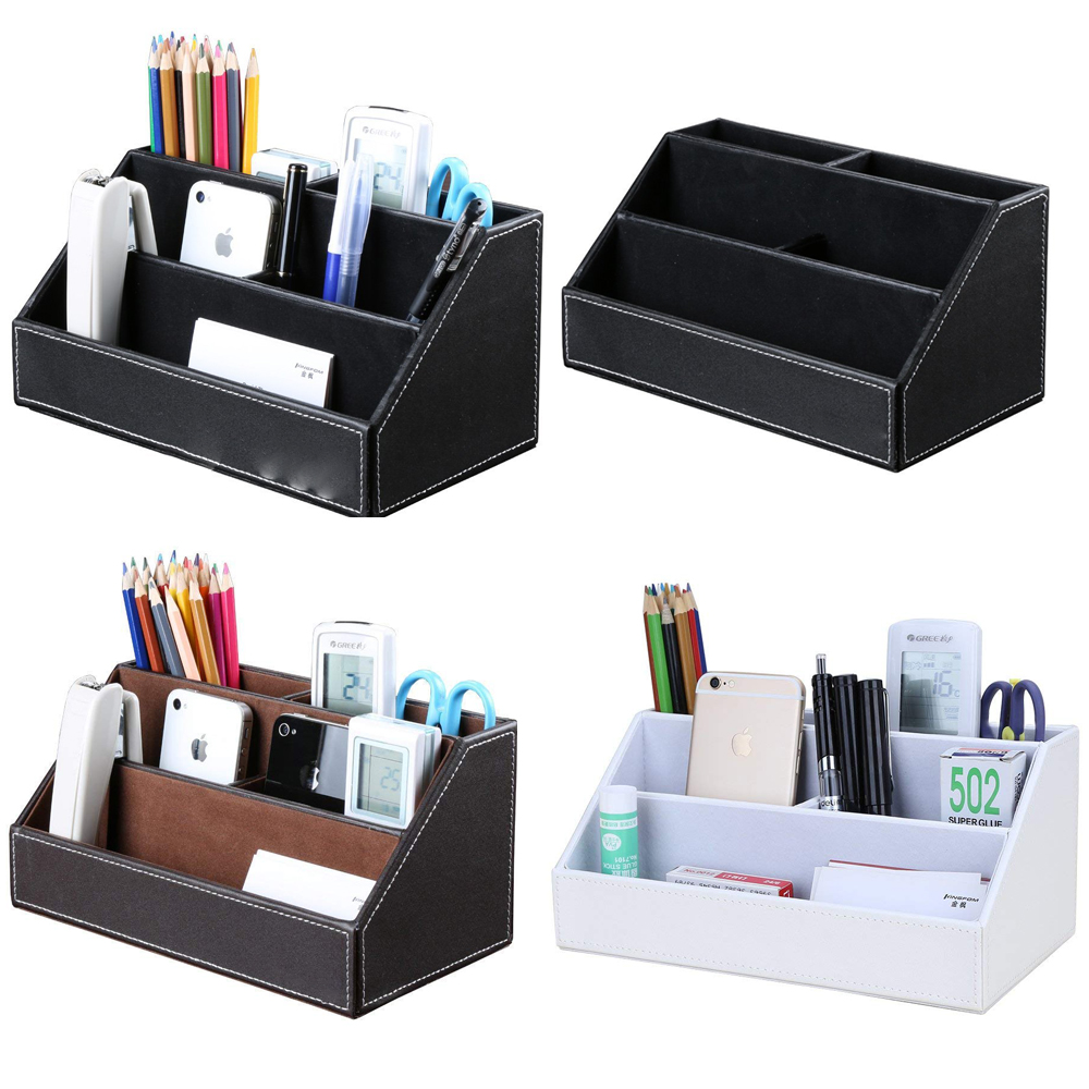 Desk Name Plate - Home Office Wooden Struction Leather Multi-function