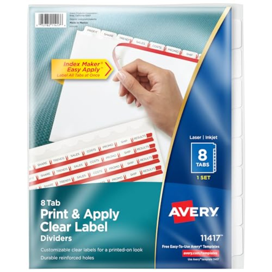 Index Tab Divider - 8 Tab Dividers for 3 Ring