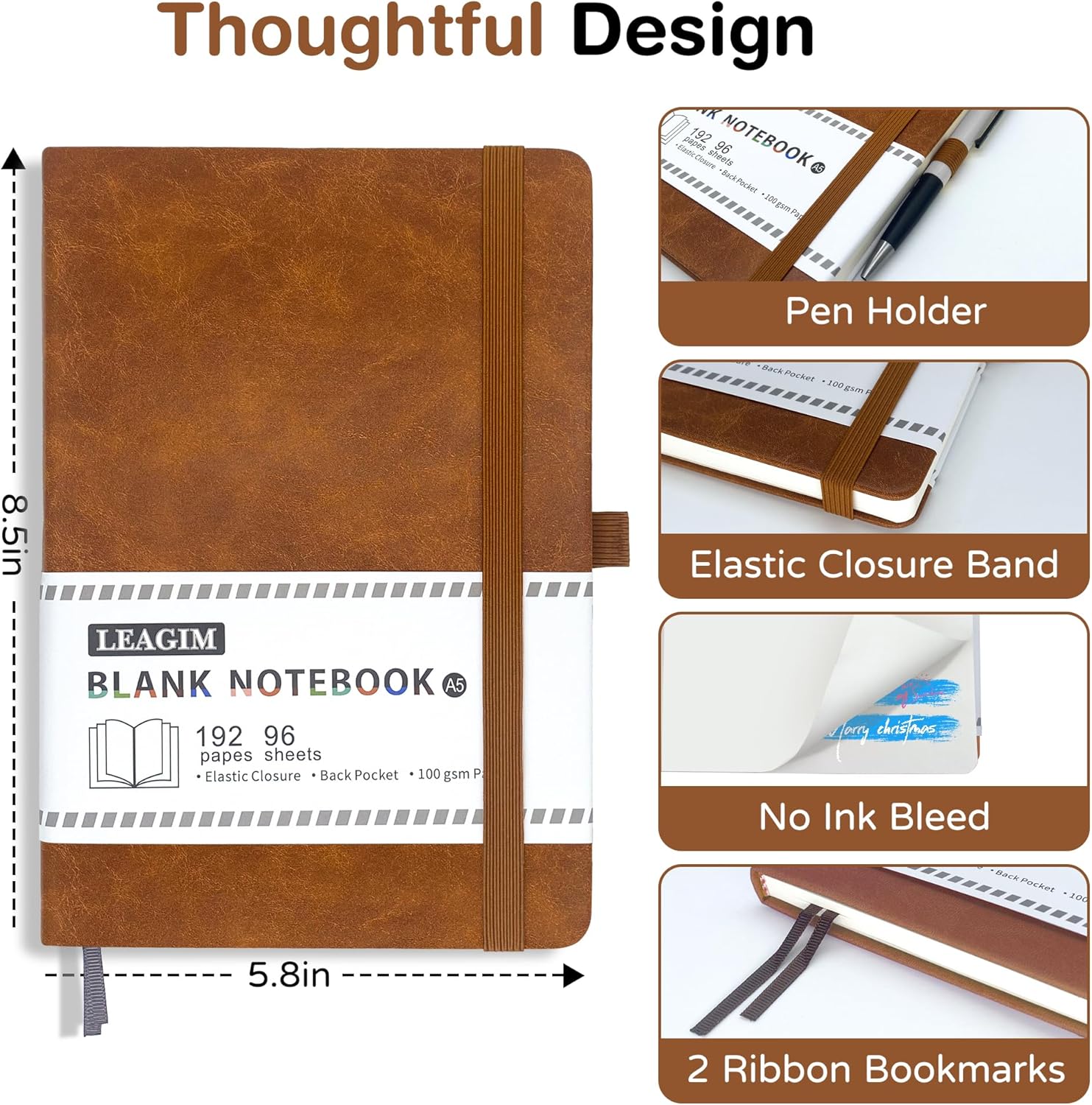 A5 Blank Journal Notebook 192  - Journal Leather Hardcover ulasan dan harga