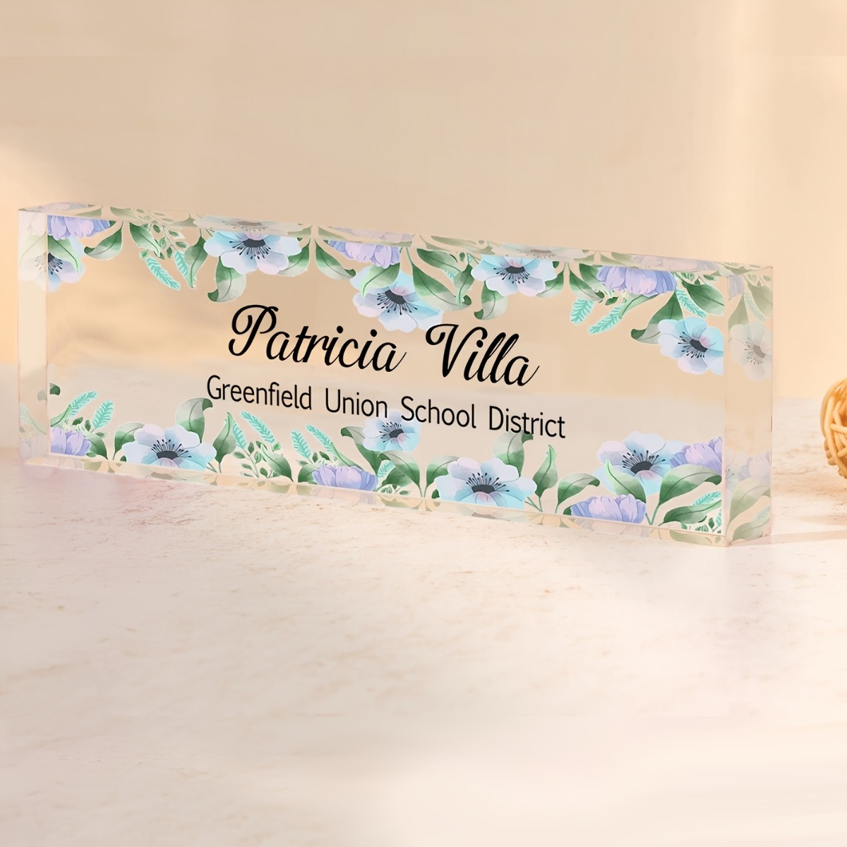 [2D Flat] Floral Pattern Acryl - Desk Name Plate ulasan dan harga