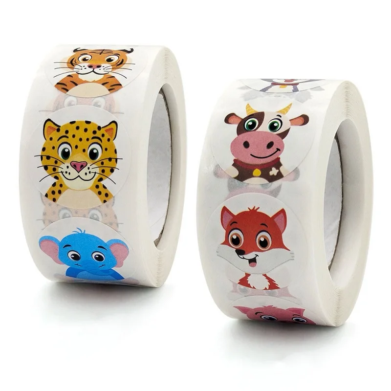 100-500pc Stickers Rolling Ani - Sticker Label Roll ulasan dan harga
