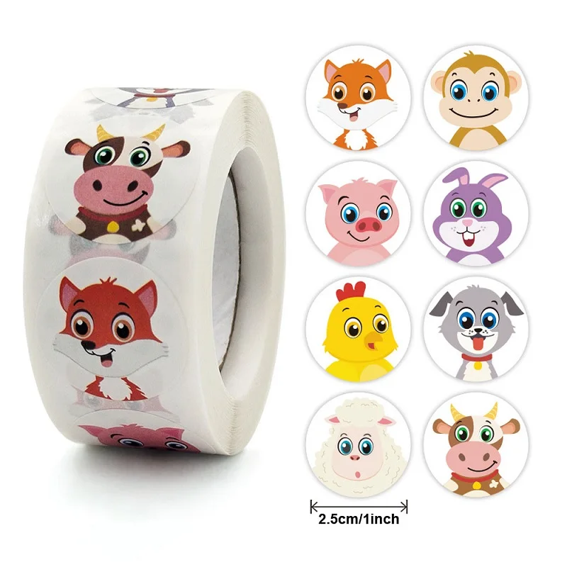 100-500pc Stickers Rolling Ani - Sticker Label Roll ulasan dan harga