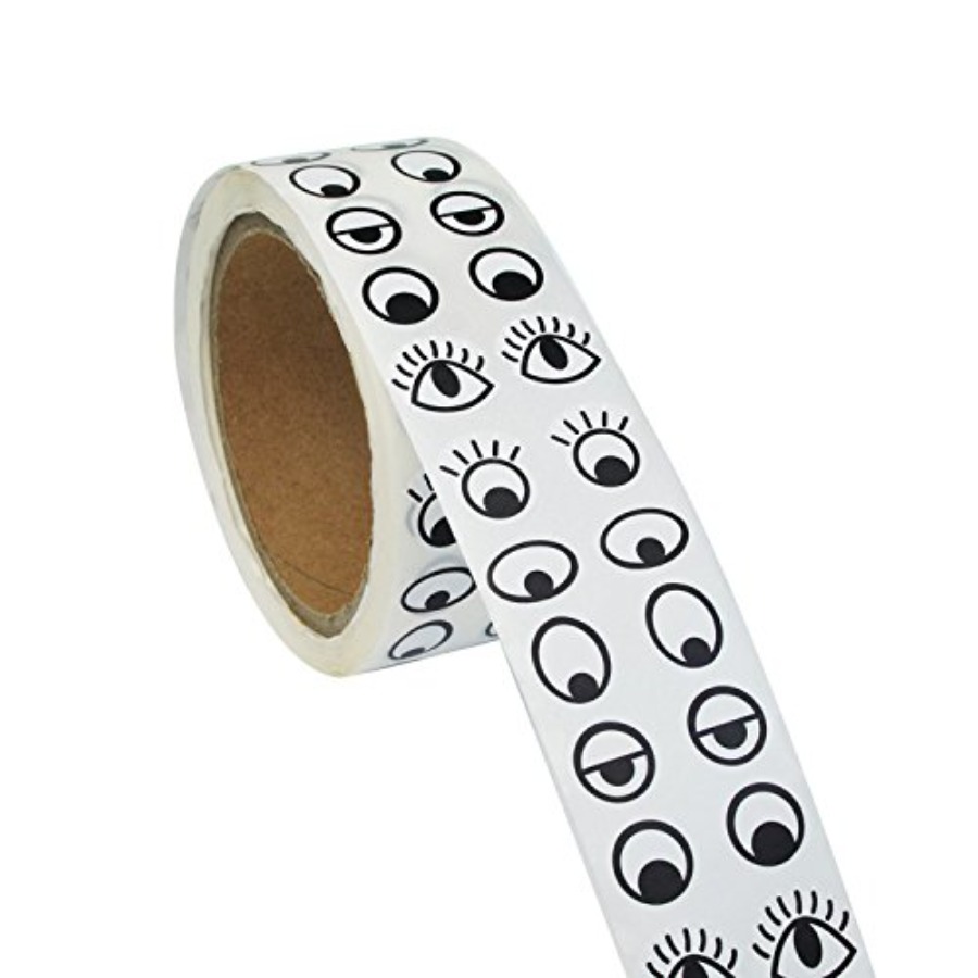 Black White Eye Stickers Label - Sticker Label Roll ulasan dan harga