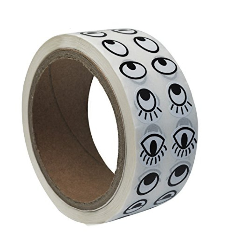 Black White Eye Stickers Label - Sticker Label Roll ulasan dan harga