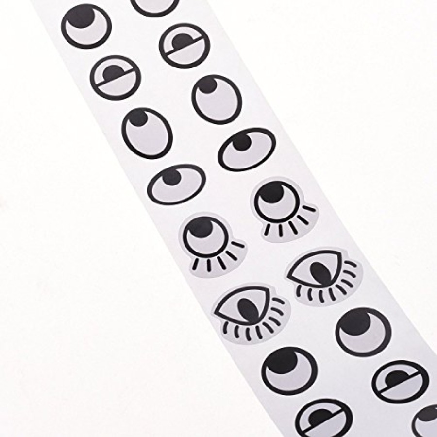 Black White Eye Stickers Label - Sticker Label Roll ulasan dan harga