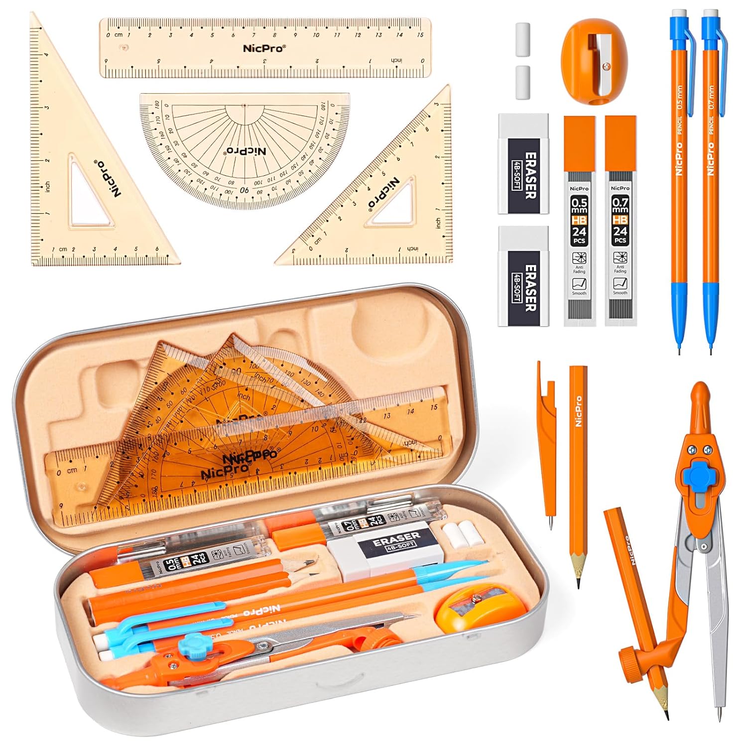 17 PCS Geometry Set for Studen - Compass Geometry Set ulasan dan harga