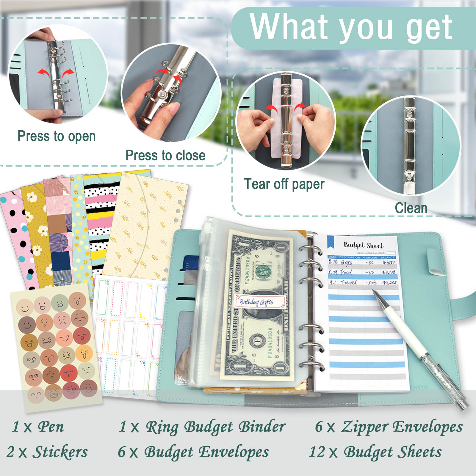 Budget Binder with Zipper Enve - Index Tab Divider ulasan dan harga