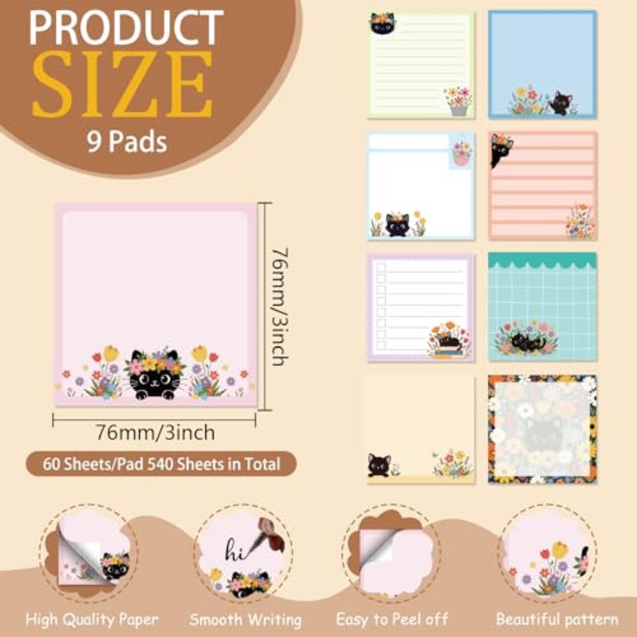 9pcs 540 Sheets Cute Sticky No - Memo Pad Sticky ulasan dan harga