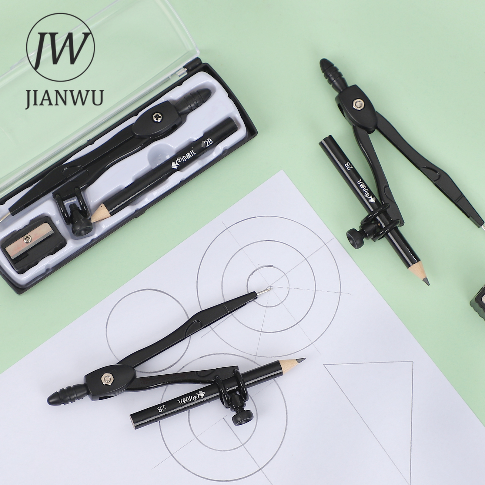 JIANWU Black Metal Compass Geo - Compass Geometry Set ulasan dan harga