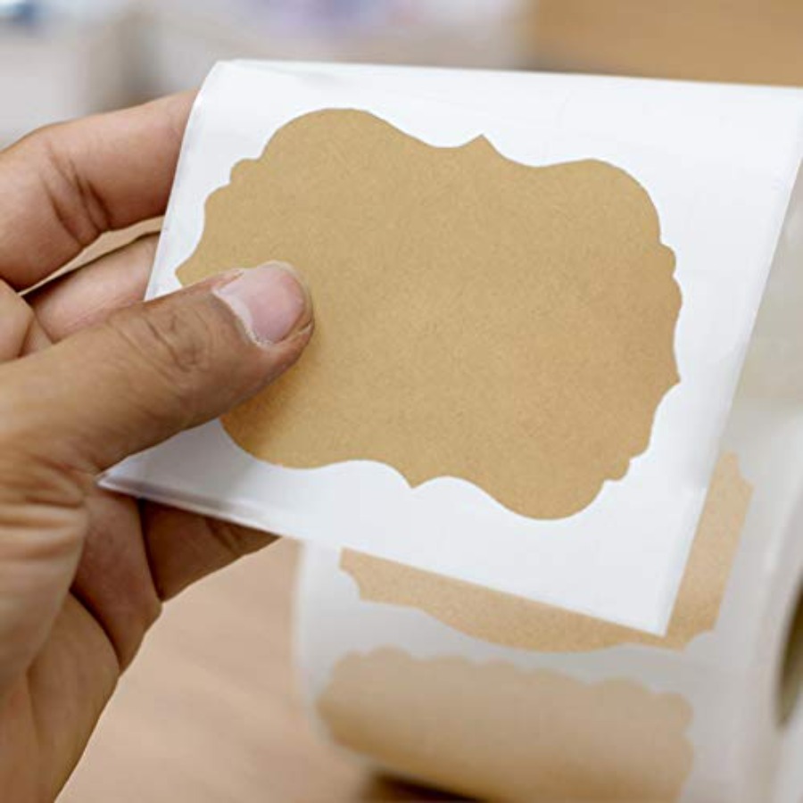Scalloped Kraft Paper Labels B - Sticker Label Roll ulasan dan harga