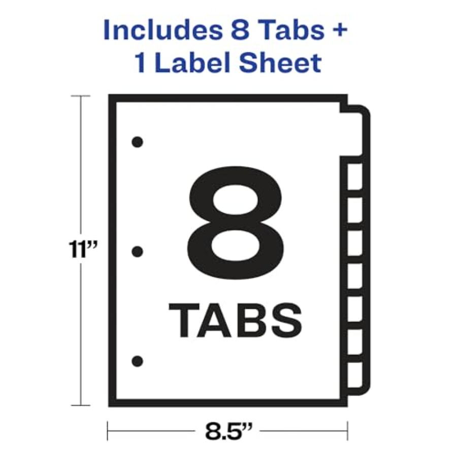8 Tab Dividers for 3 Ring Bind - Index Tab Divider ulasan dan harga