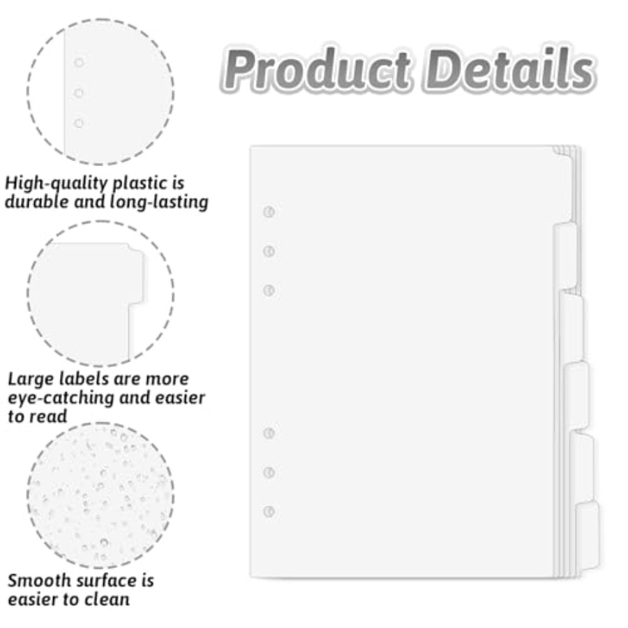 6 Pcs A5 Binder Dividers, 6 Ho - Index Tab Divider ulasan dan harga