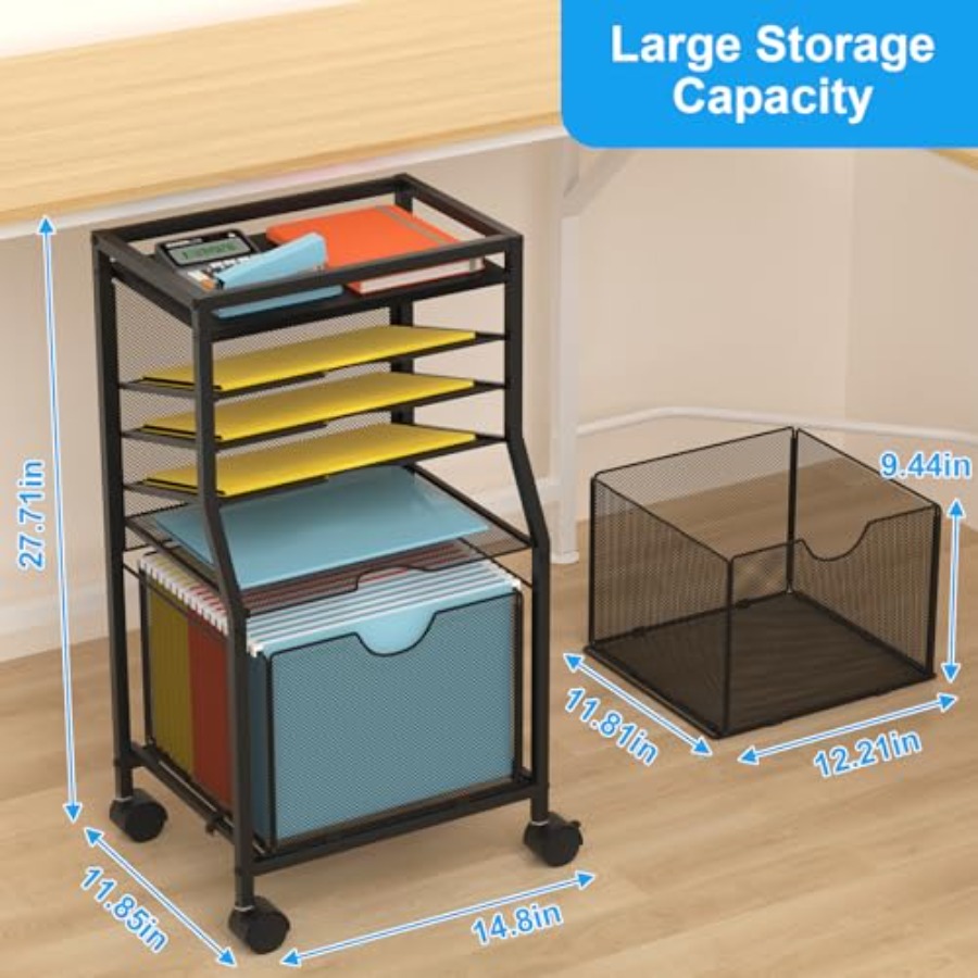 Rolling File Cart 6-Tier Desk  - File Folder Hanging ulasan dan harga
